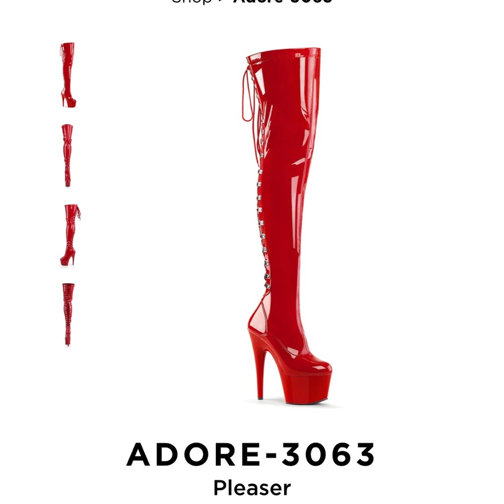 Red pleaser boots size 7 adore 3063